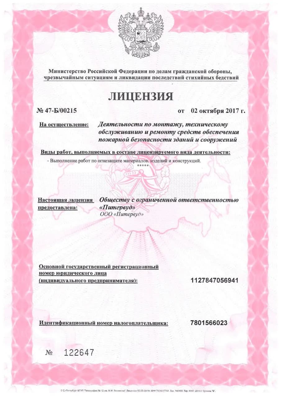 Лицензия Питервуд - 1